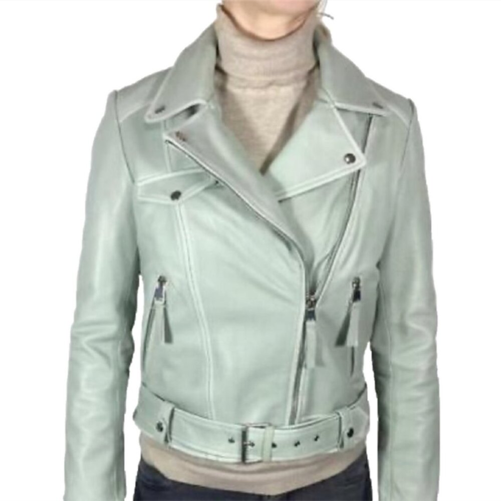 Zara Mint Green Leather Jacket